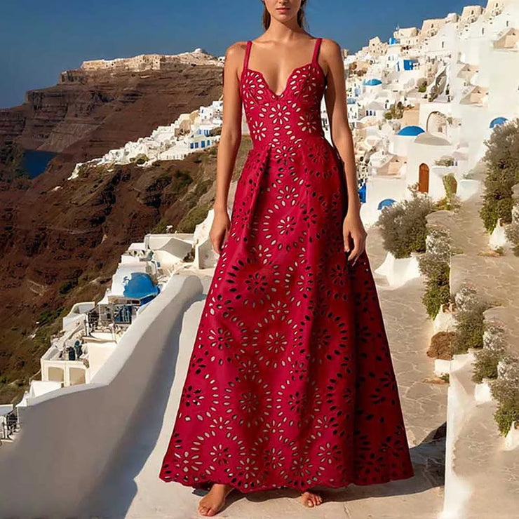 Flower Hollow One Piece Swimsuit--Skirt