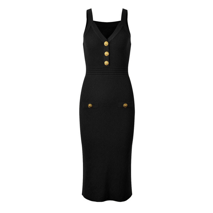 Luxury French  Commuter Round Neck Dress
