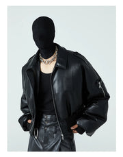 Pluffed Mauroicardi Black  Leather Jacket