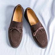 CONCISE BUTTERFLY KNOT  FROSTED LEATHER LOAFERS