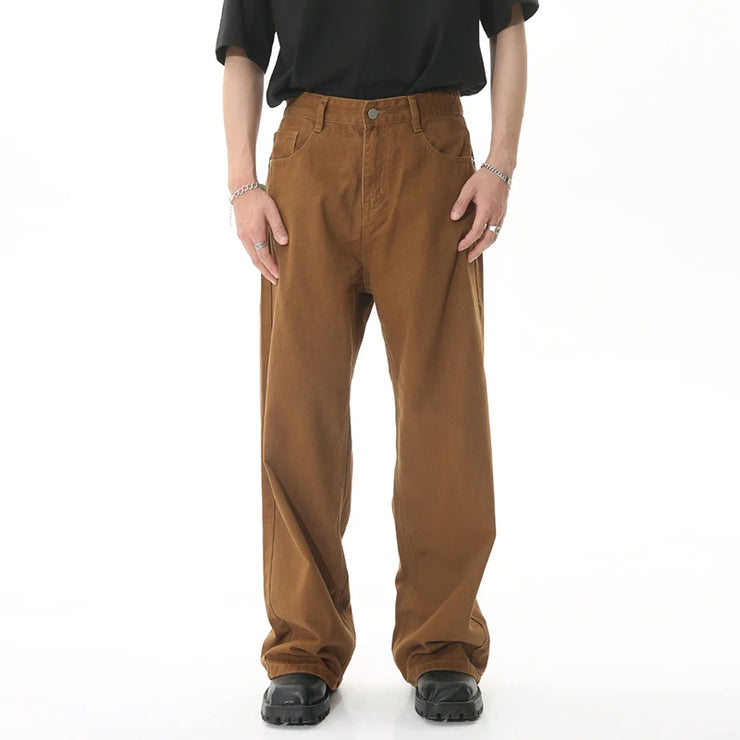 VINTAGE  STYLE MID HIGH SUMMER VERSATILE WIDE LOOSE JEANS