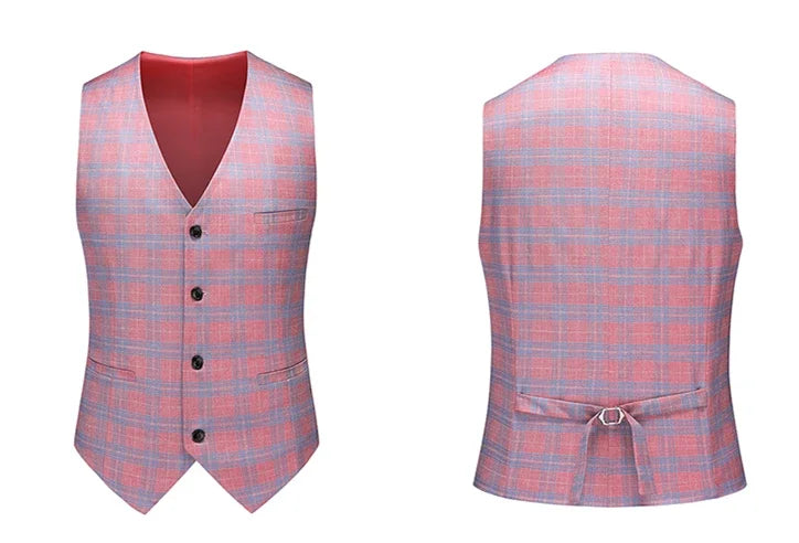 luxury Men's Striped Plaid suit (Jacket +Pants+ Vest)
