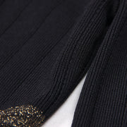 Mid-Night Black Long Sleeve Zipper Back Slim Fit Short Dress