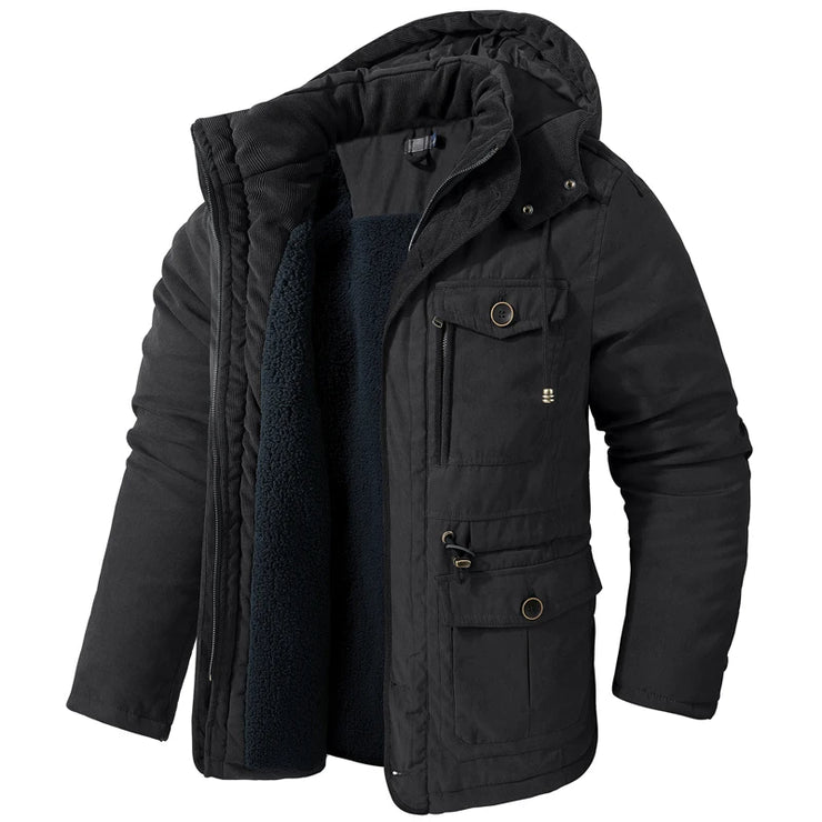 mens warm Outdoor Multi-pocket Windbreaker Jacket