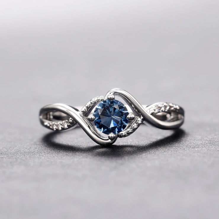 Modern Charming Blue Cubic Zirconia High-Quality Silver Color Ring
