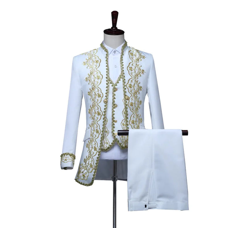 European Gold Vintage Tuxedo Men's Suit 3 Piece Suit