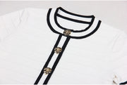 Luxury Short Sleeve Round Neck Stripe Slim Fit