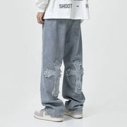 Trendy High-street Cross-stitch Jeans