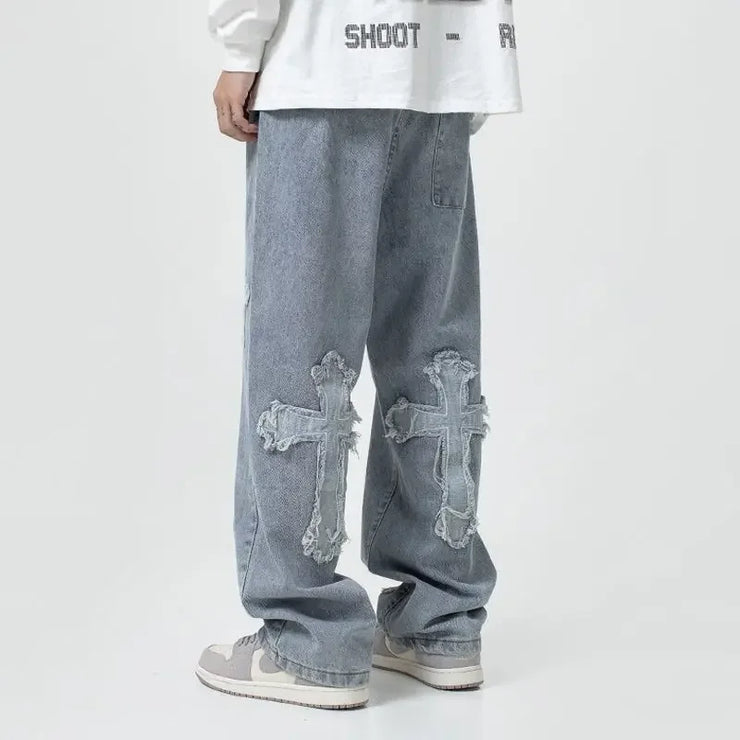 Trendy High-street Cross-stitch Jeans