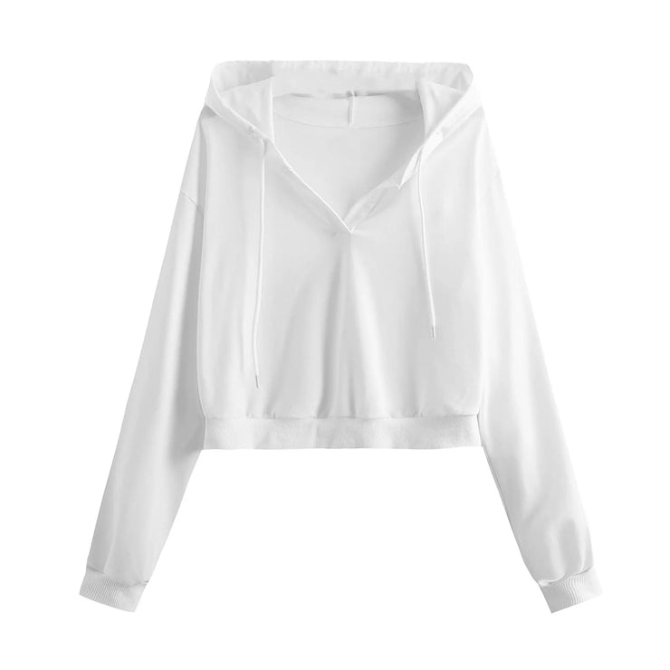 Women's Cropped Long Sleeve Casual Pullover
