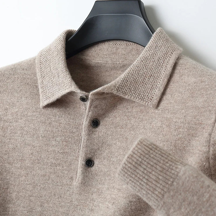 Merino Wool Cardigans Men Lapel Pullover sweatshirt