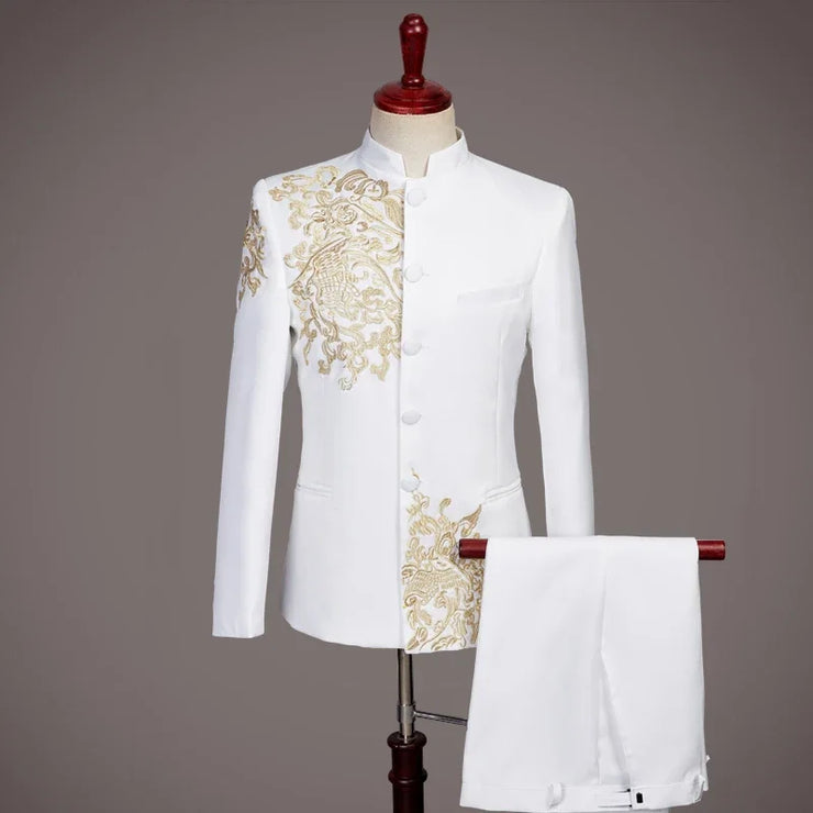 Luxury velvet Gold Embroidery special suit