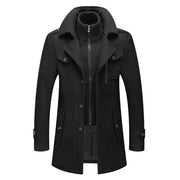 Casual Middle Long Scarf Collar Cotton-padded Thick Warm Woolen Coat