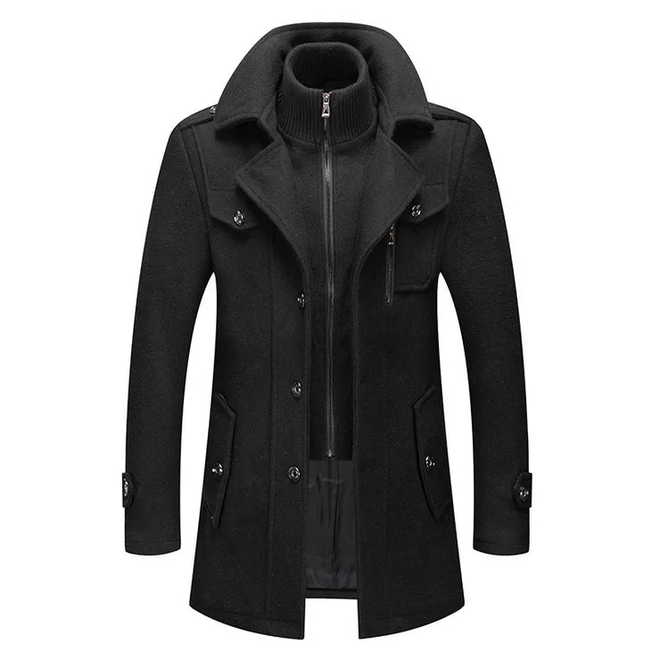 Casual Middle Long Scarf Collar Cotton-padded Thick Warm Woolen Coat