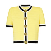 Luxury Short Sleeve Round Neck Stripe Slim Fit