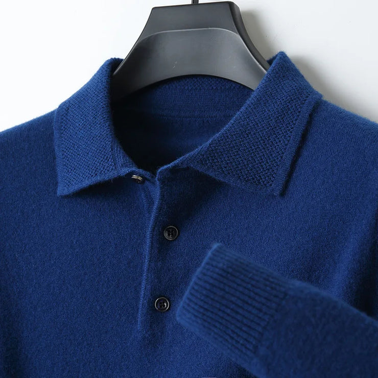 Merino Wool Cardigans Men Lapel Pullover sweatshirt