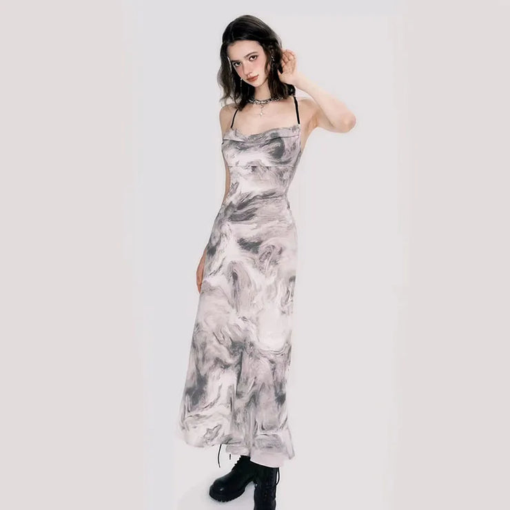 Sexy Spaghetti Straps Tie Dye Party Wear