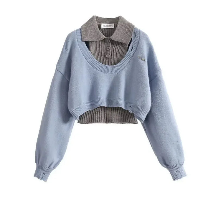 Preppy Style Women's Cropped Sweater