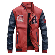 NEW EMBROIDERED THICKENED PLUSH BASEBALL  LEATHER LACKET