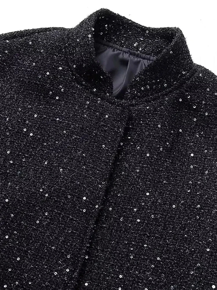 ZaZevity TRAF Women Shiny Sequin Jacket