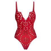 Flower Hollow One Piece Swimsuit--Skirt