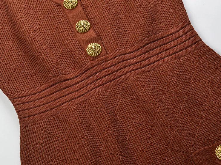 Luxury French  Commuter Round Neck Dress