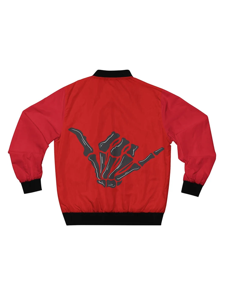 Gothic skull 3d pattern zip up bomber jacket