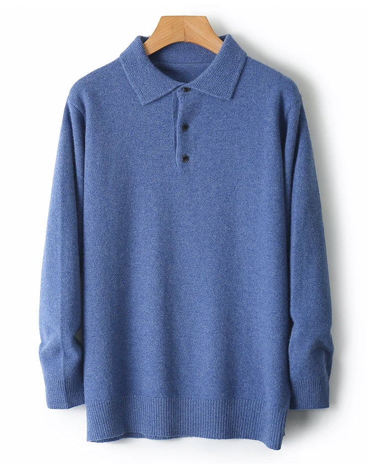 Merino Wool Cardigans Men Lapel Pullover sweatshirt