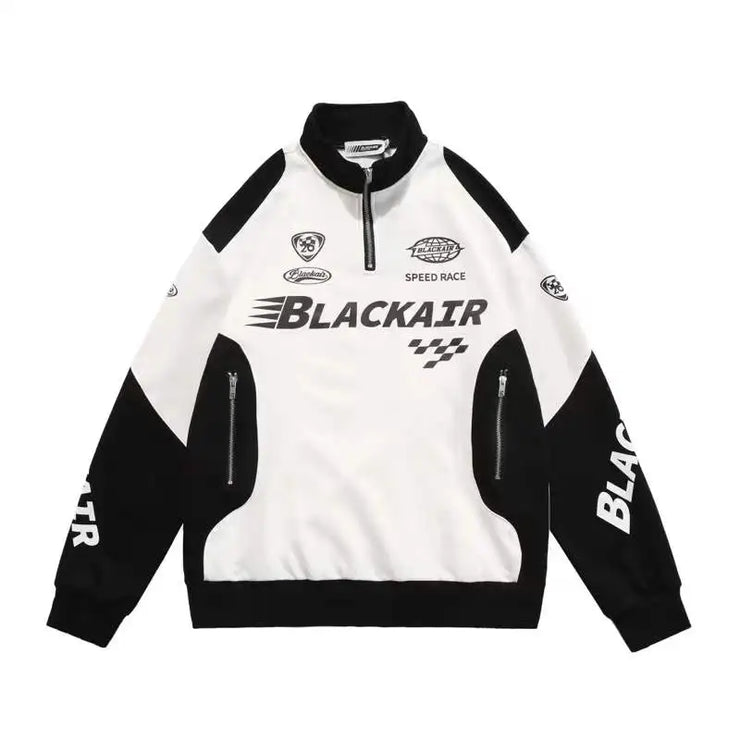 High Quality American Retro Half Zipper Racing Suit