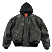 Handsome Oversized Distressed Pu Leather Jacket for Men