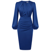 Long Sleeve Crew Neck Bodycon Midi Dress