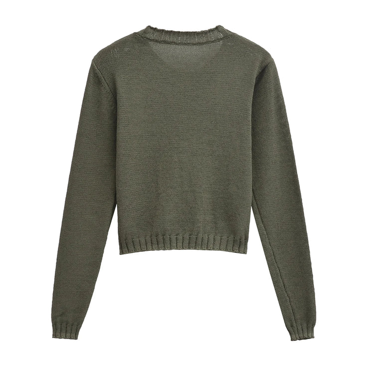 LUXARY LONG SLEEVE TOP KNITTED FASHION BUTTON UP CARDIGANT