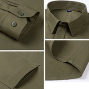Men's new solid long sleeve casual formal shirt