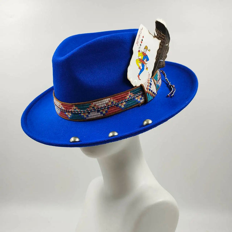 Retro Feather Fedoras Felt Wide Brim Jazz Cap