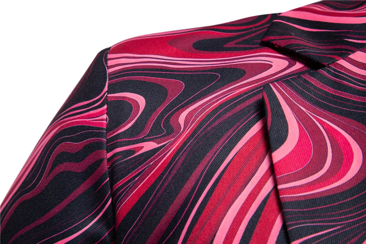 Fashionable Wave Printed Casual Single Button Blazer