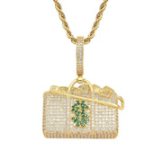 Bling Iced Out Pistol Pendant Submachine Gun Necklace