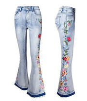 Luxury flora Embroidered Flared Denim