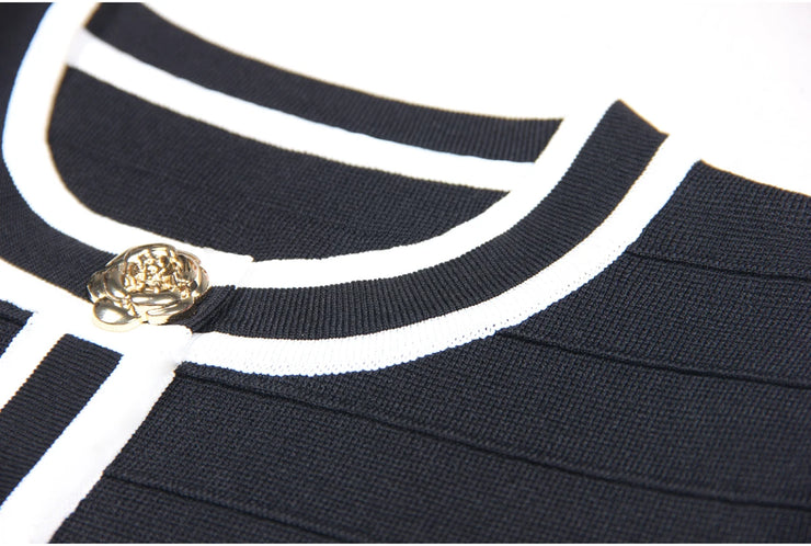 Luxury Short Sleeve Round Neck Stripe Slim Fit