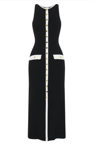 Elegant Women Sleeveless Single Breasted Bodycon Dress
