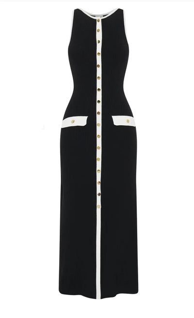 Elegant Women Sleeveless Single Breasted Bodycon Dress
