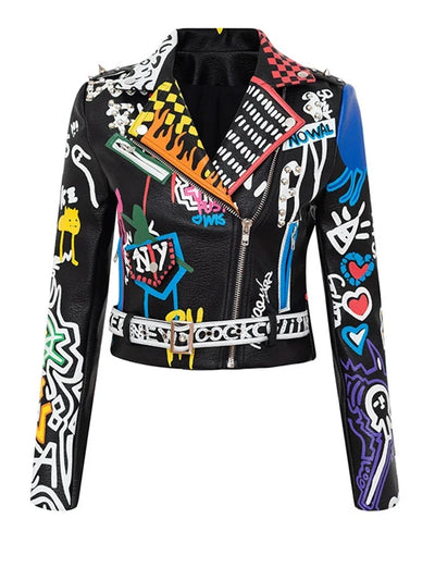 vintage Locomotive Cropped leather Jacket for women