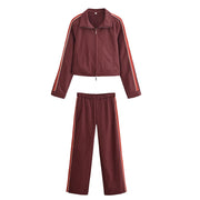 New Fall Side Stripe Long Sleeve Jacket and trouser