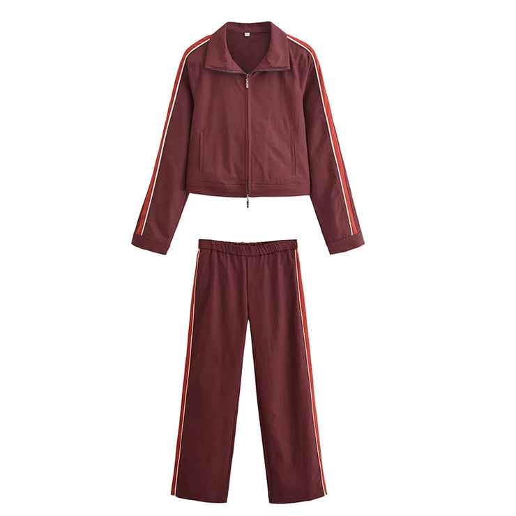New Fall Side Stripe Long Sleeve Jacket and trouser