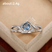 Modern Charming Blue Cubic Zirconia High-Quality Silver Color Ring