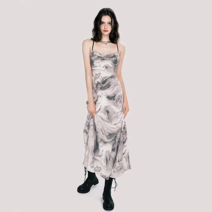 Sexy Spaghetti Straps Tie Dye Party Wear