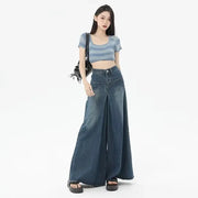 New High-waisted Slimming Loose-fit  Dragged  Trendy jeans