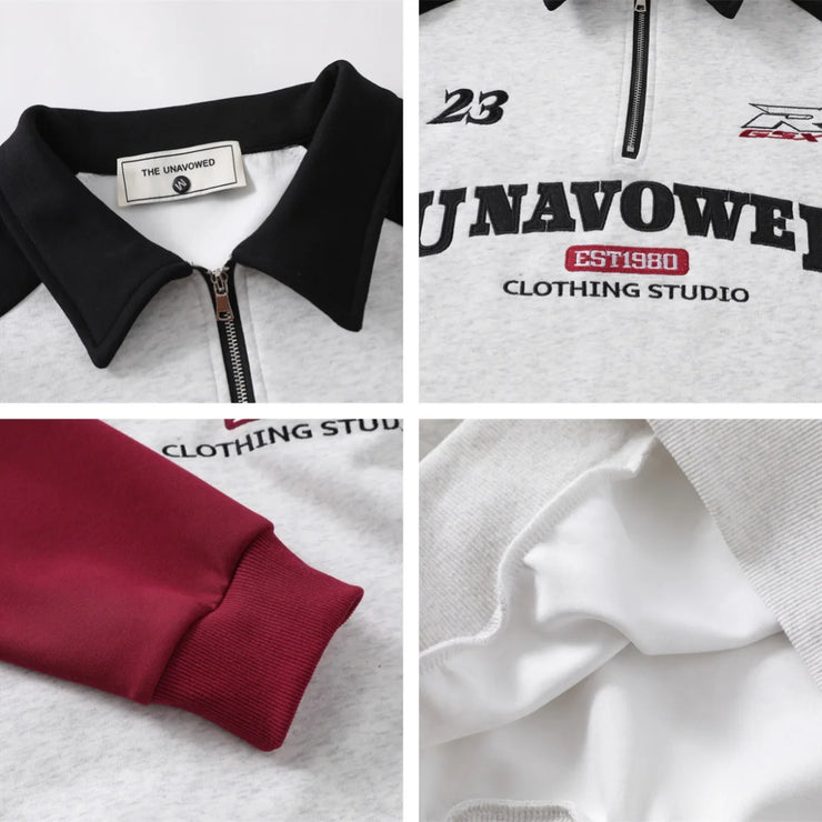 Men Polo Collar Streetwear Sweatshirt