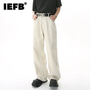 VINTAGE  STYLE MID HIGH SUMMER VERSATILE WIDE LOOSE JEANS