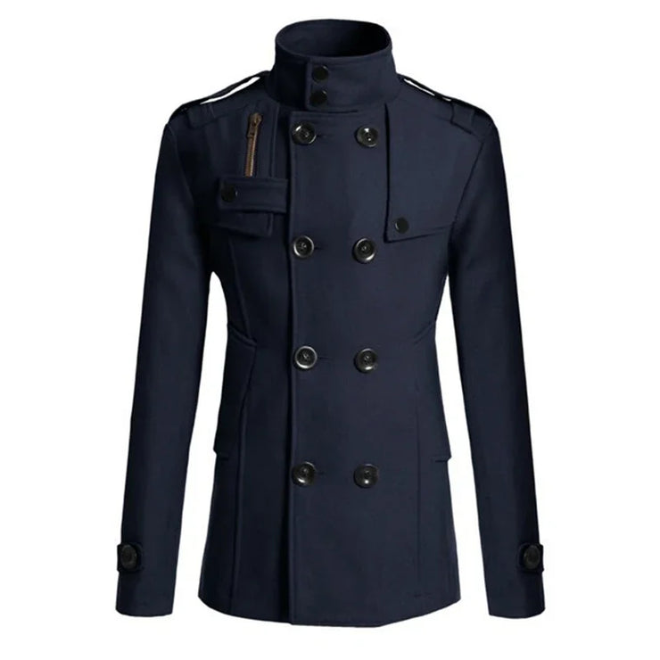Men's Slim Fit Casual Double breasted Mid length jacket