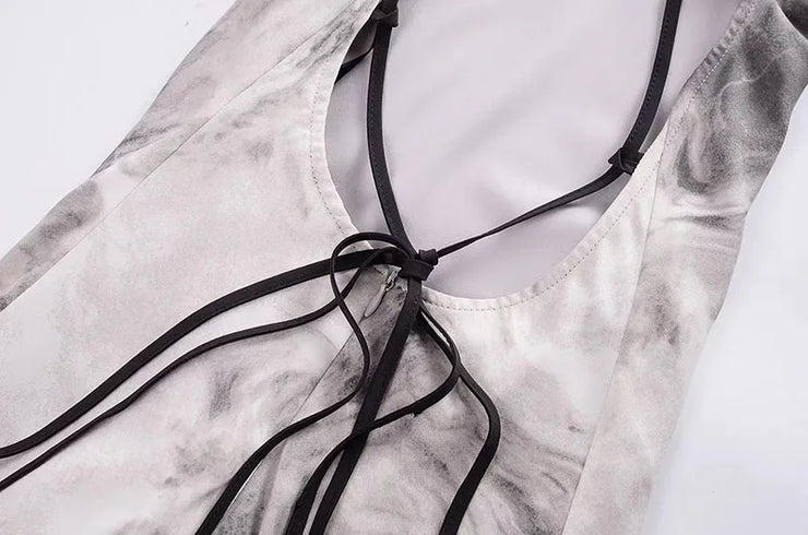Sexy Spaghetti Straps Tie Dye Party Wear